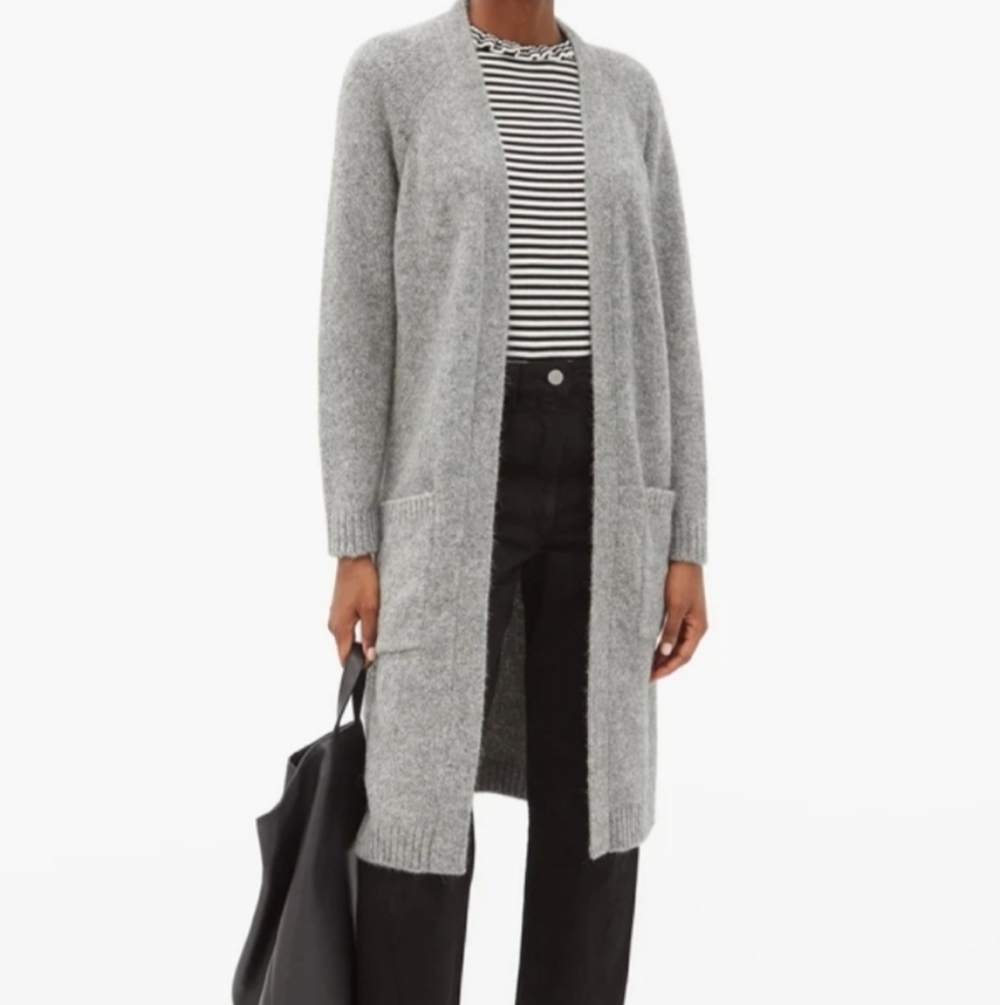 Ana Lt Heather Grey Long Open Cardigan Sweater